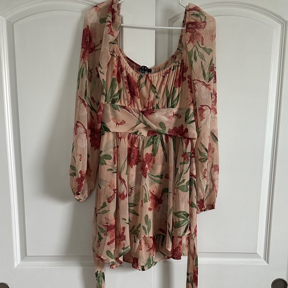 Floral Sheer Long Sleeve Dress